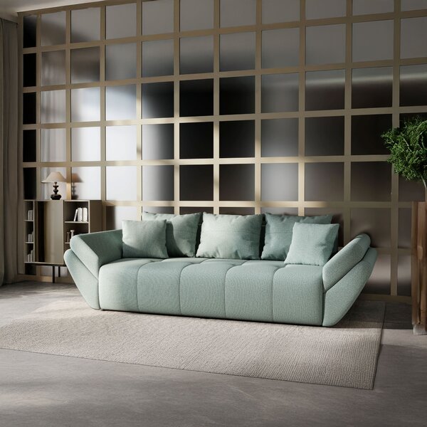 Canapea extensibilă dumonde cu ladă de depozitare Berlin Enjoy Mint 250x100 cm