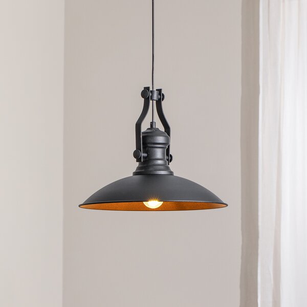 ROYALTECH Lampă suspendată Fimda, negru, Ø 41 cm, metal, E27, reglabil, Negru, Camera de zi / sufragerie, Metal