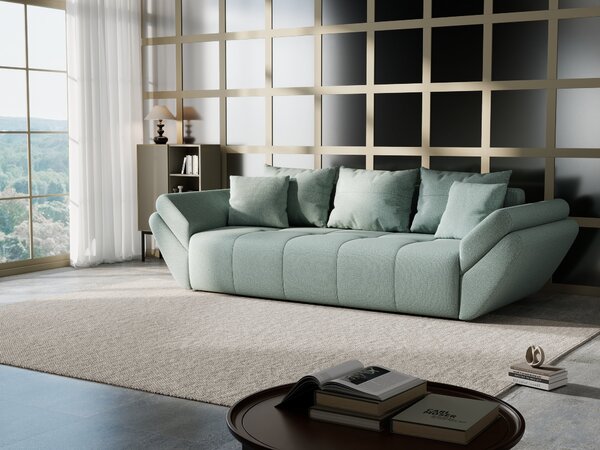 Canapea extensibilă dumonde cu ladă de depozitare Berlin Enjoy Mint 250x100 cm