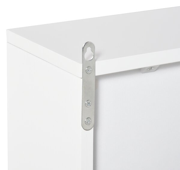 HOMCOM Dulap de baie cu 2 usi, oglinda baie dulap cu raft reglabil din lemn MDF 48x14.5x45cm alb