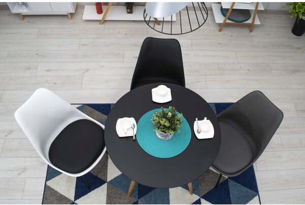 Set de sufragerie negru 1 + 4, masă OSLO 80 + scaune YORK OSAKA