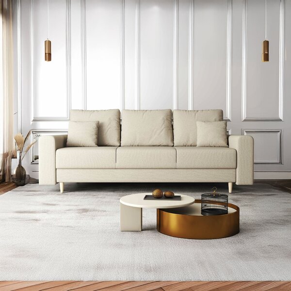 Canapea extensibilă dumonde cu ladă de depozitare Kronos Enjoy Camel 210x100 cm