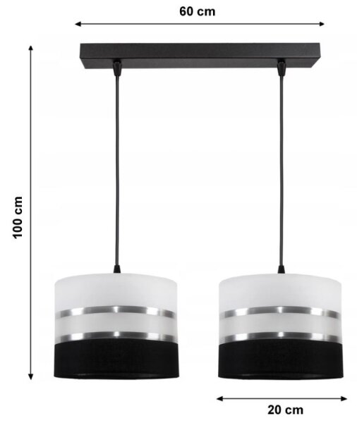 Lustră pe cablu CORAL 2xE27/60W/230V alb-negru