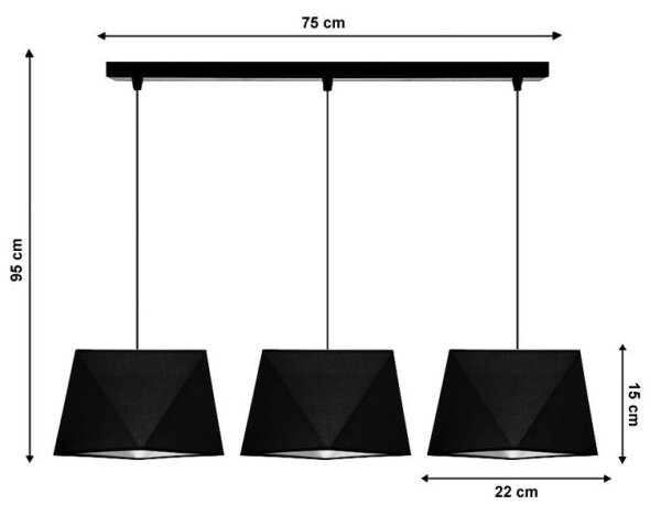 Lustră pe cablu DIAMENT 3xE27/60W/230V negru