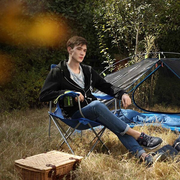 Scaune de camping NOMAD, set 2 buc., albastru SongmicsHome