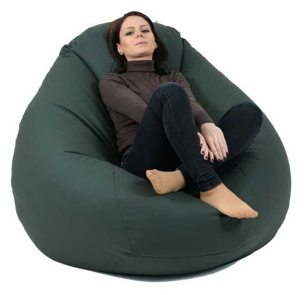Fotoliu Nirvana Gigant, Material Piele ecologica - Dark Green