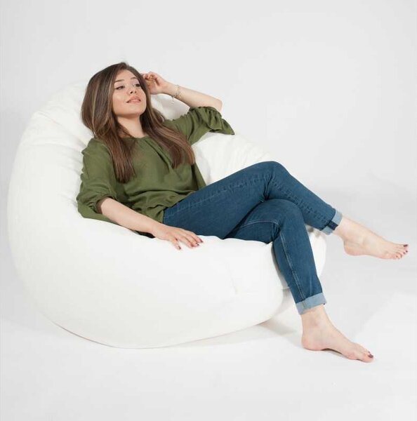 Fotoliu Nirvana Gigant, Material Piele ecologica - Alb