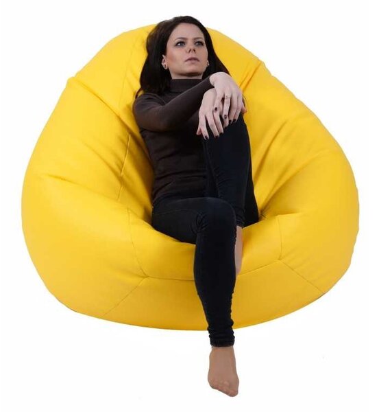 Fotoliu Nirvana Gigant, Material Piele ecologica - Yellow