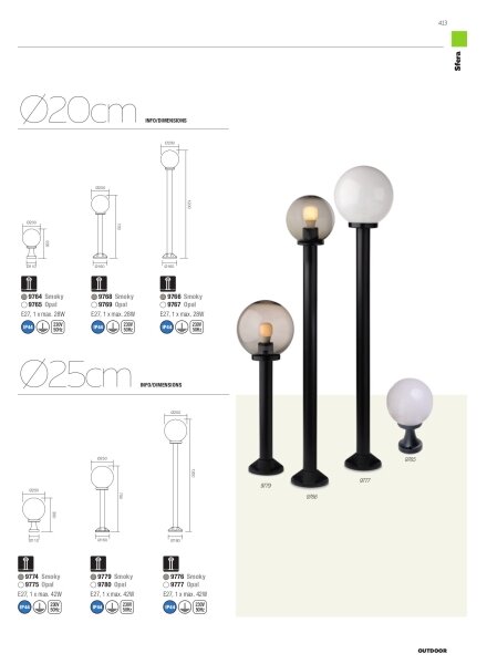Lampă de exterior SFERA 1xE27/42W/230V IP44 25x38 cm maro Redo 9774