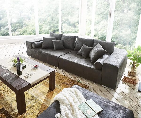 Canapea extensibilă dumonde cu ladă de depozitare Marbela Madagaskar Grey XXL 295x120 cm