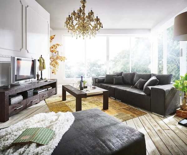 Canapea extensibilă dumonde cu ladă de depozitare Marbela Madagaskar Grey XXL 295x120 cm