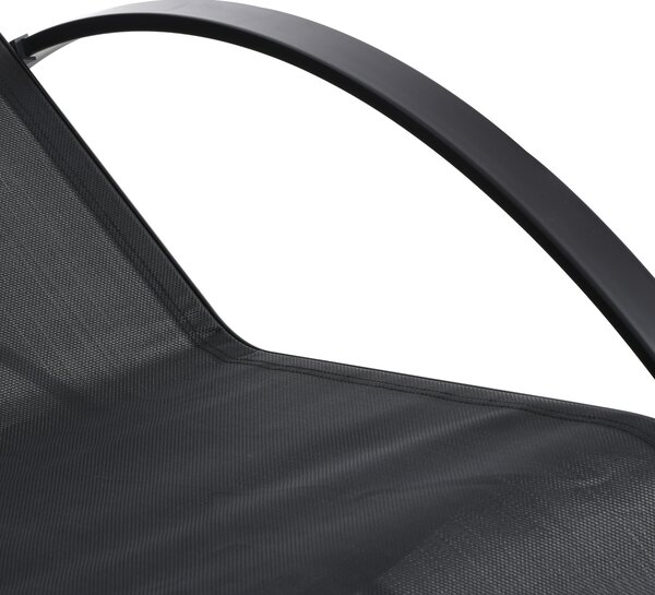Outsunny Set 2 sezlonguri si masuta cu blat din sticla, sezlong pentru gradina din material respirabil si metal, 59x169x66 cm, negru