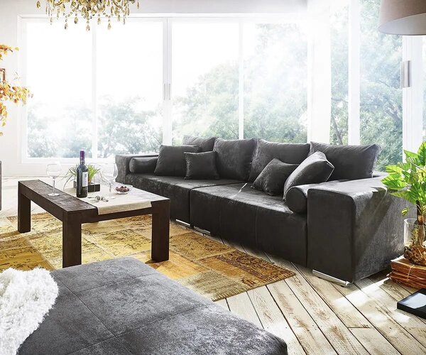 Canapea extensibilă dumonde cu ladă de depozitare Marbela Madagaskar Grey XXL 295x120 cm
