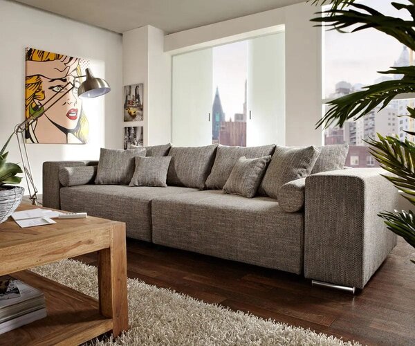 Canapea extensibilă dumonde cu ladă de depozitare si sezut confortabil din spuma high-density, Marbela Magma Grey XXL 295x120 cm