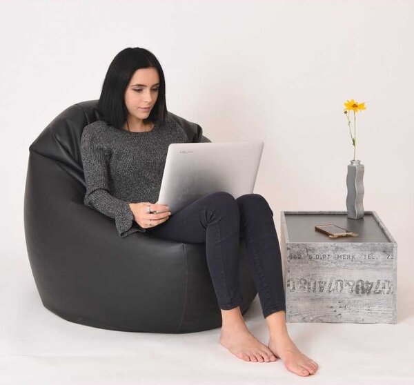 Fotoliu Relaxo XL, Material Piele Ecologica - Negru