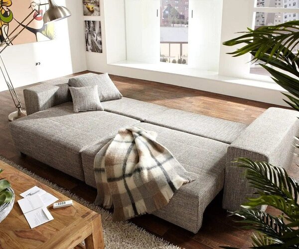 Canapea extensibilă dumonde cu ladă de depozitare si sezut confortabil din spuma high-density, Marbela Magma Grey XXL 295x120 cm