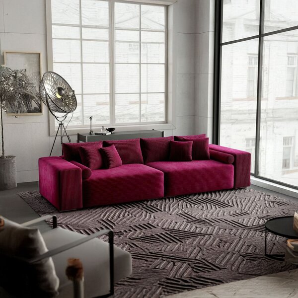 Canapea extensibilă dumonde cu ladă de depozitare si sezut confortabil din spuma high-density, Marbela Zoom Red XXL 295x120 cm