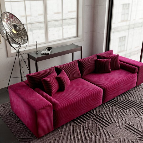 Canapea extensibilă dumonde cu ladă de depozitare si sezut confortabil din spuma high-density, Marbela Zoom Red XXL 295x120 cm