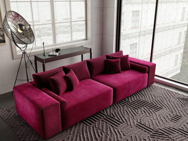 Canapea extensibilă dumonde cu ladă de depozitare si sezut confortabil din spuma high-density, Marbela Zoom Red XXL 295x120 cm