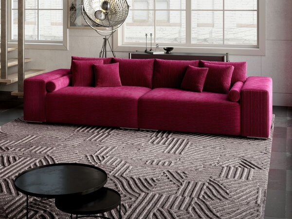 Canapea extensibilă dumonde cu ladă de depozitare si sezut confortabil din spuma high-density, Marbela Zoom Red XXL 295x120 cm