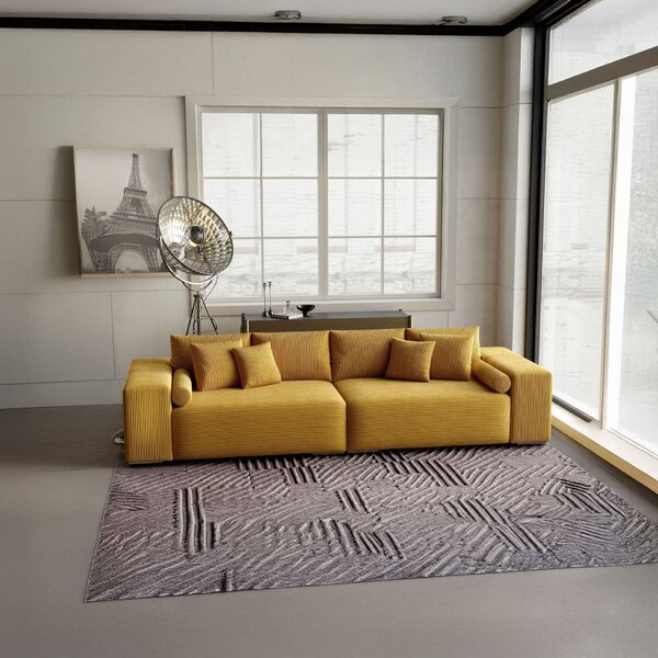 Canapea extensibilă dumonde cu ladă de depozitare si sezut confortabil din spuma high-density, Marbela Zoom Mustar XXL 295x120 cm