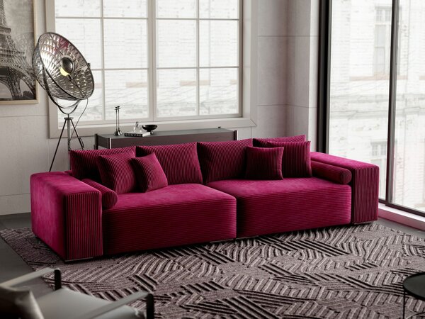 Canapea extensibilă dumonde cu ladă de depozitare si sezut confortabil din spuma high-density, Marbela Zoom Red XXL 295x120 cm