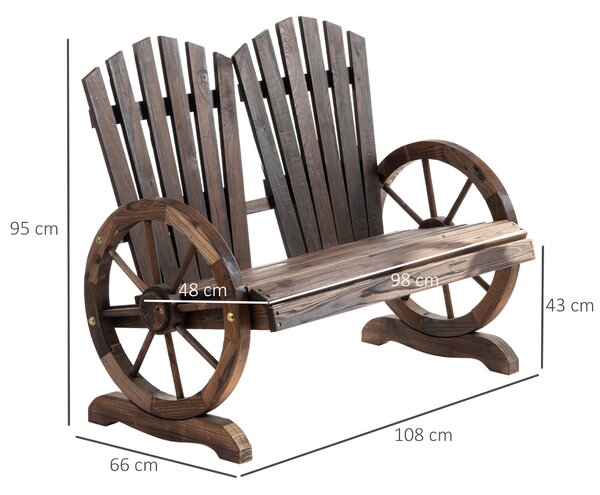 Outsunny Bancă de Grădină Rustică din Lemn, Design cu Roți de Căruță, 108x66x95 cm | Aosom Romania