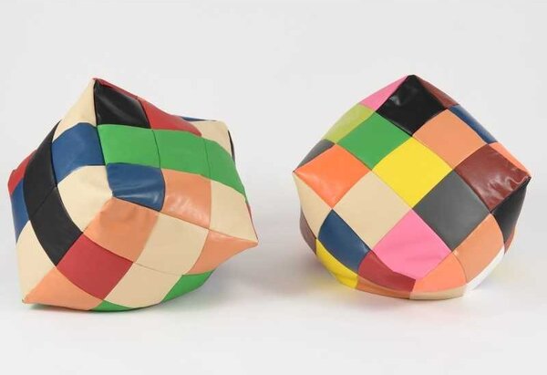 Taburet Cub, Material Piele ecologica - Mozaic