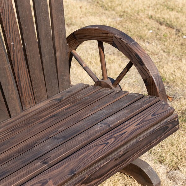 Outsunny Bancă de Grădină Rustică din Lemn, Design cu Roți de Căruță, 108x66x95 cm | Aosom Romania