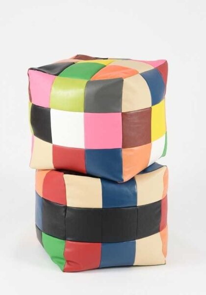 Taburet Cub, Material Piele ecologica - Mozaic