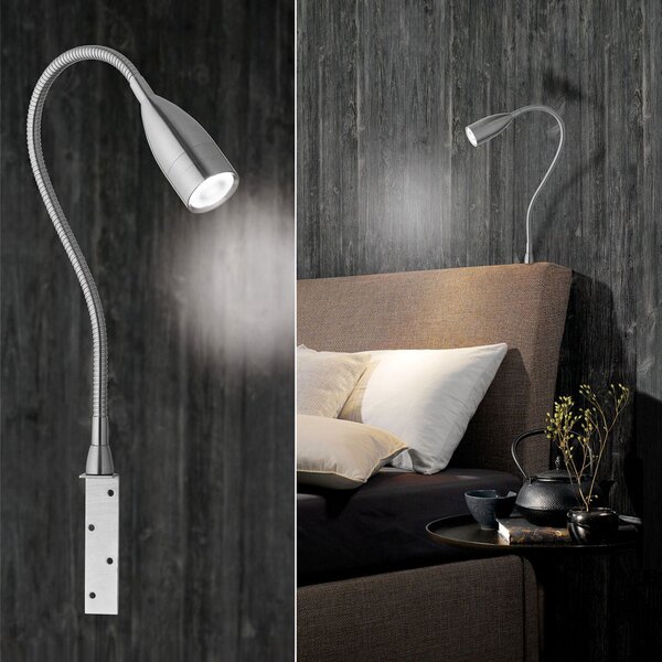 FISCHER & HONSEL Aplică LED Sten dimabilă, control prin gesturi, reglabil, Gri, dormitor, Metal, Modern