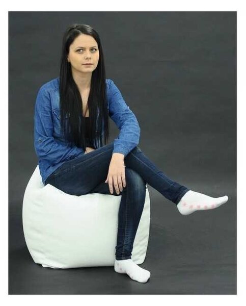 Taburet Cub XL, Material Piele ecologica - Alb