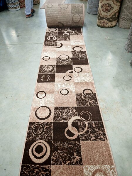 Traversa Hol, Model Mira 24170 120, Festonata, Latime 120 cm, Maro Dreptunghi, Maro, 120 x 300