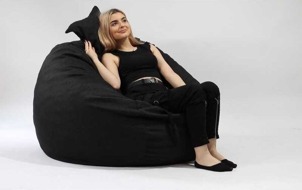 Set Fotoliu King Size cu Perna, Material Textil - Eerie Black