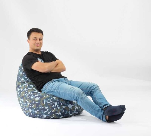 Fotoliu puf copii, Nirvana Light Pufrelax, Material Impermeabil - Camuflaj Fortele Terestre