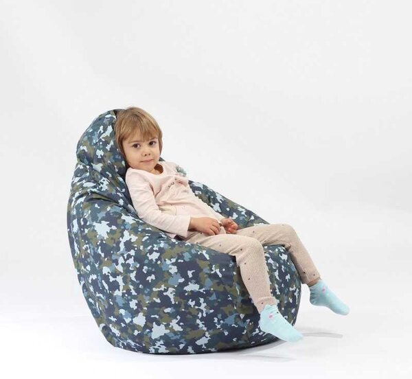 Fotoliu puf copii, Nirvana Light Pufrelax, Material Impermeabil - Camuflaj Fortele Terestre