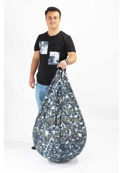 Fotoliu puf copii, Nirvana Light Pufrelax, Material Impermeabil - Camuflaj Fortele Terestre