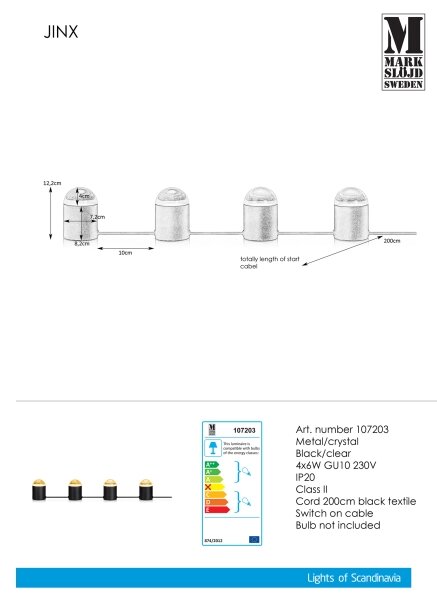 Markslöjd 107203 - Lampă de masă de cristal JINX 4xGU10/6W/230V