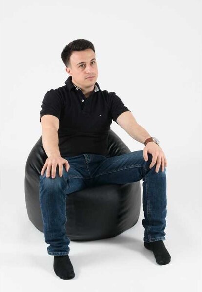 Fotoliu Relaxo, Material Piele ecologica - Back 2 Black