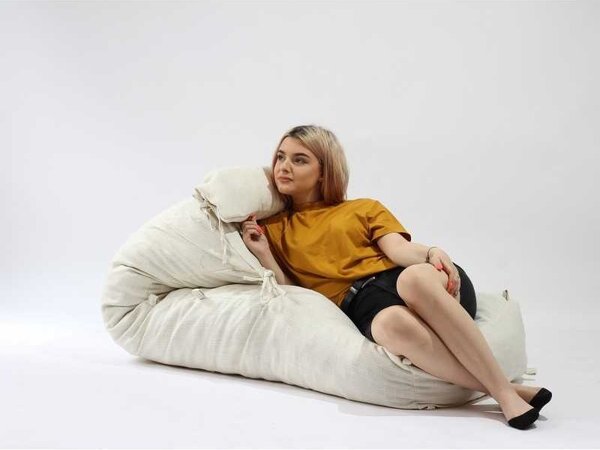 Fotoliu Yoga L cu Perna, Material Textil - Angora Grey