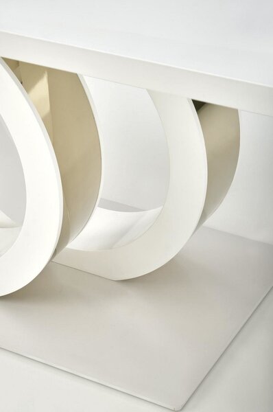 Masa extensibila GALARDO, alb lucios/auriu, 160/200x90x76.5 cm