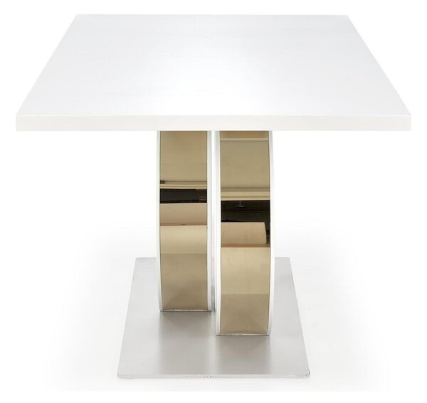 Masa extensibila GALARDO, alb lucios/auriu, 160/200x90x76.5 cm