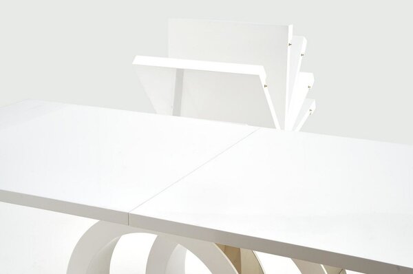 Masa extensibila GALARDO, alb lucios/auriu, 160/200x90x76.5 cm