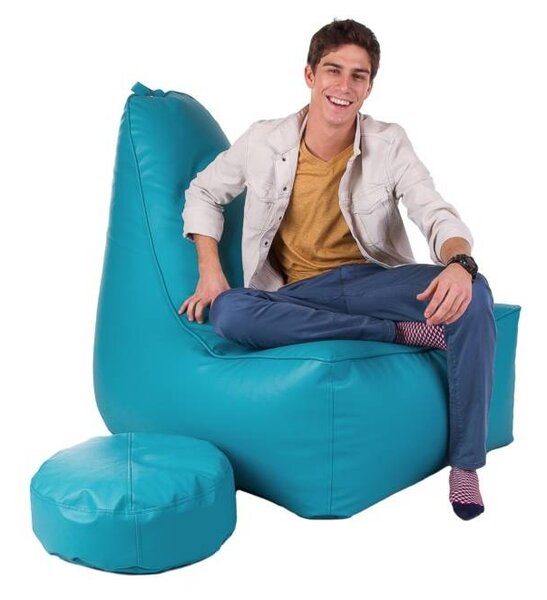 Fotoliu puf cu taburete Glory XXXL (Albastru). 1054565