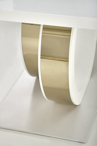 Masa extensibila GALARDO, alb lucios/auriu, 160/200x90x76.5 cm