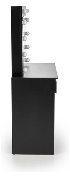 Masa de toaleta Hollywood, negru, iluminare led, oglinda, 94x43x140 cm