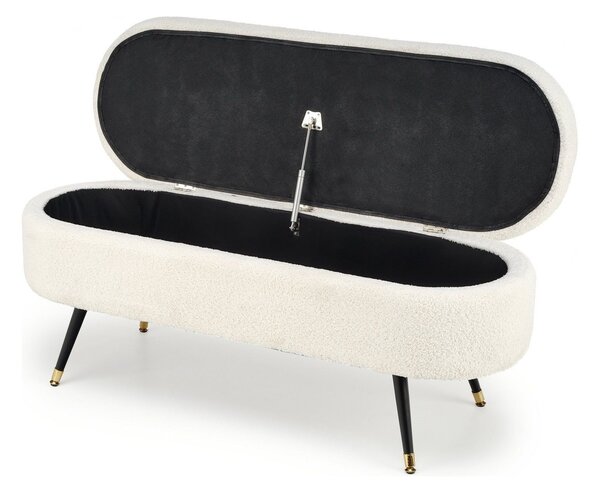 Bancheta AVEIRO, crem/negru, cu spatiu depozitare, 120x46x40 cm