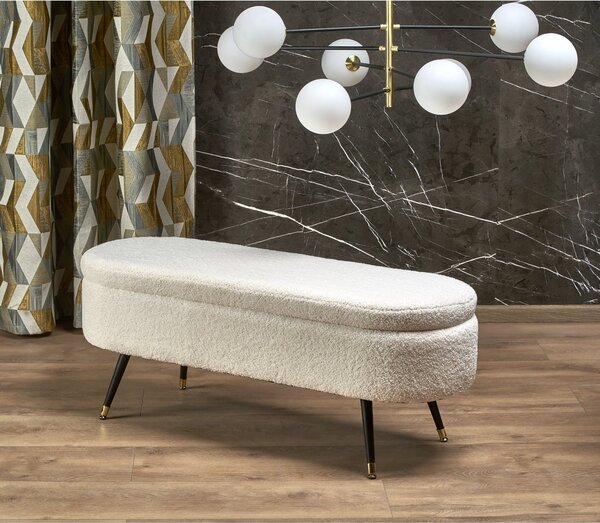 Bancheta AVEIRO, crem/negru, cu spatiu depozitare, 120x46x40 cm