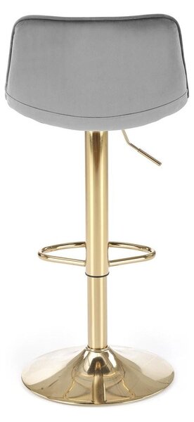 Scaun de bar H120, gri/auriu, stofa catifelata/metal, 84/106x43x44 cm
