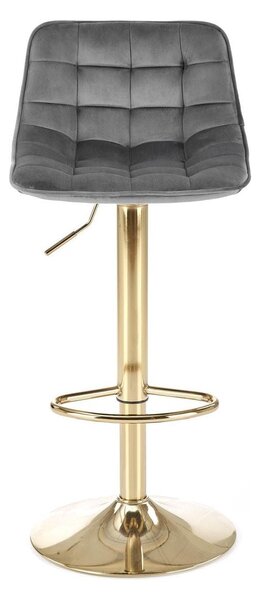 Scaun de bar H120, gri/auriu, stofa catifelata/metal, 84/106x43x44 cm